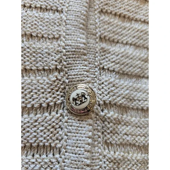 Vintage St. John Sport knit beige cardigan minimalist luxury women's size medium - Picture 5 of 8